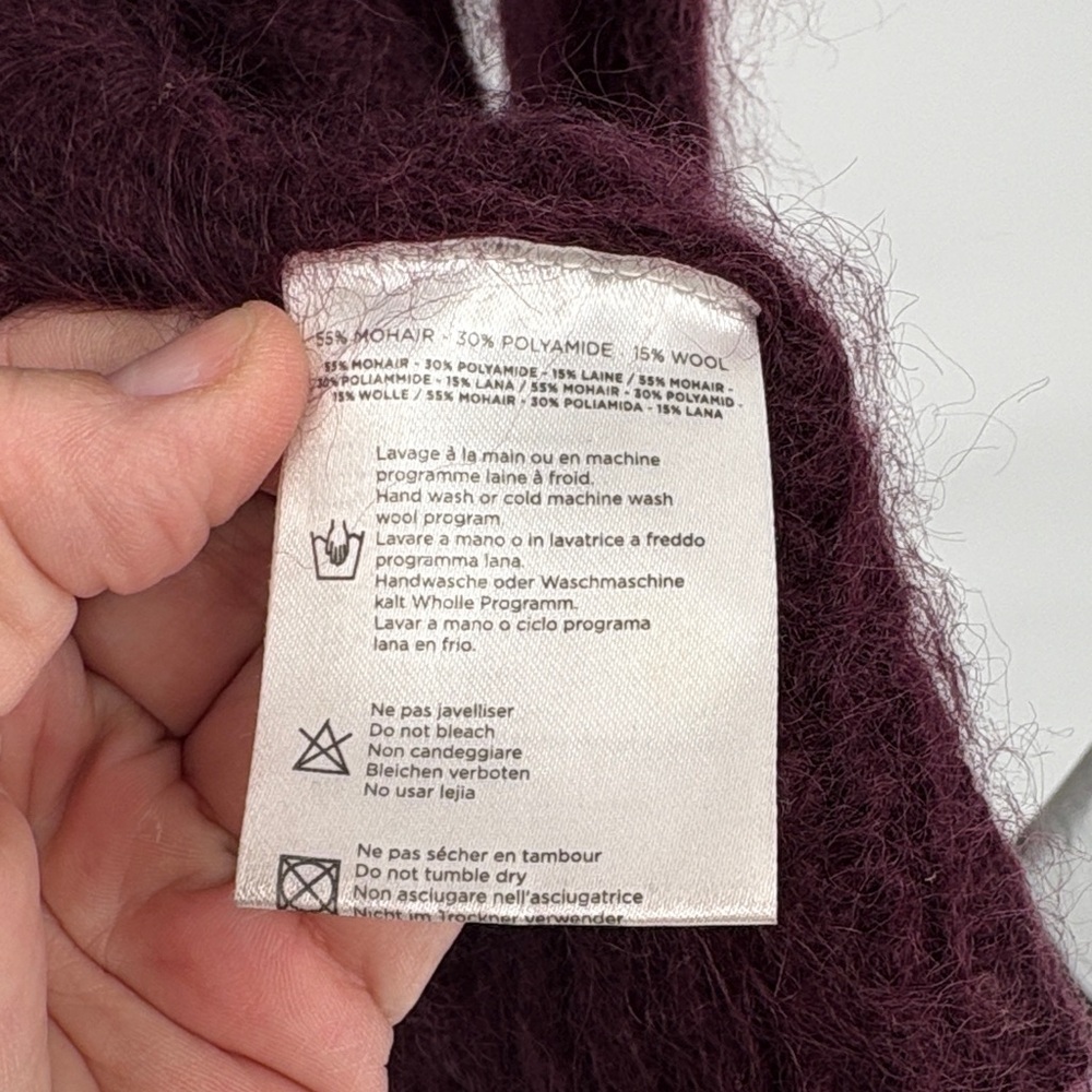 🧲Notshy mohair Deep Burgundy open Cardigan - Picture 6 of 7